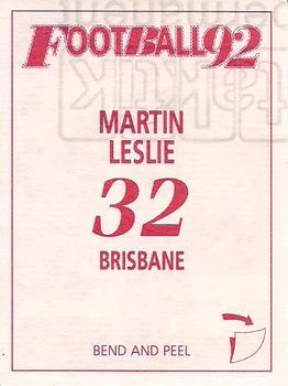 1992 Select AFL Stickers #32 Martin Leslie Back